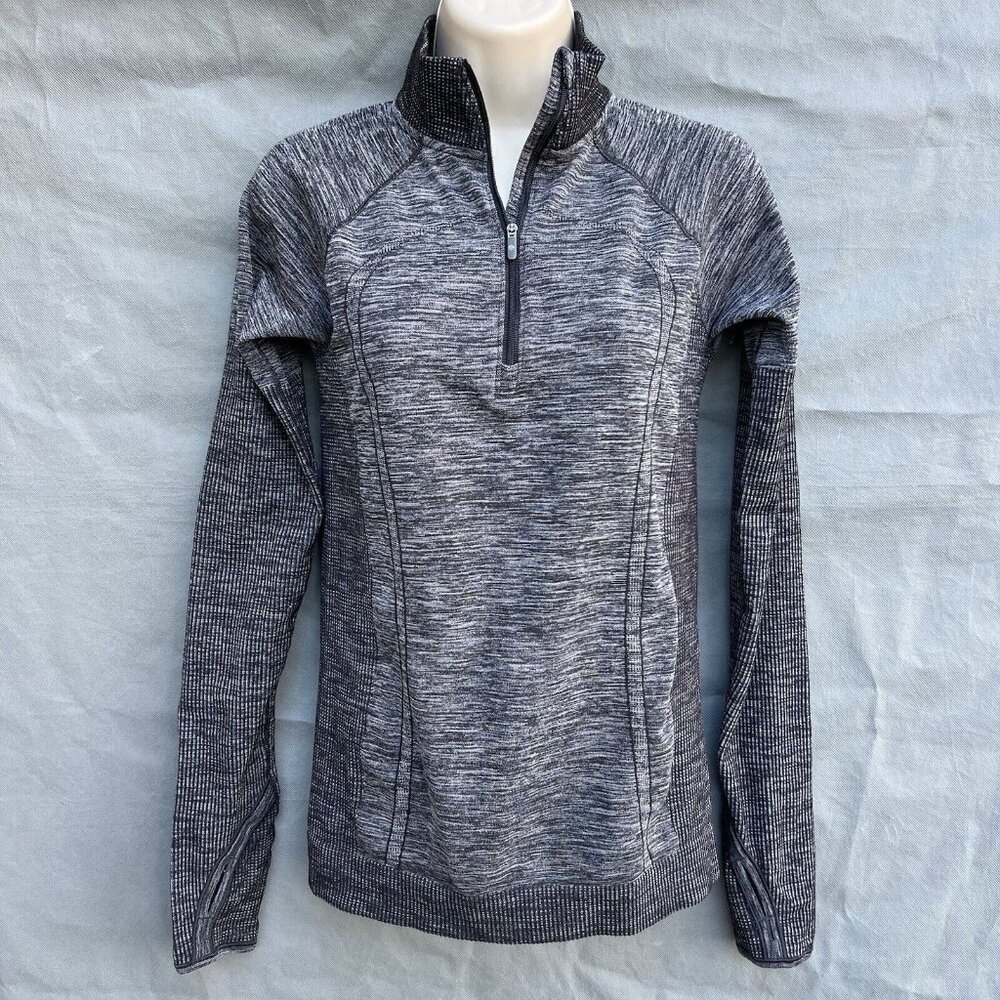 Lululemon Gray Heathered Jacket Long Sleeves Quarter Zip Pullover